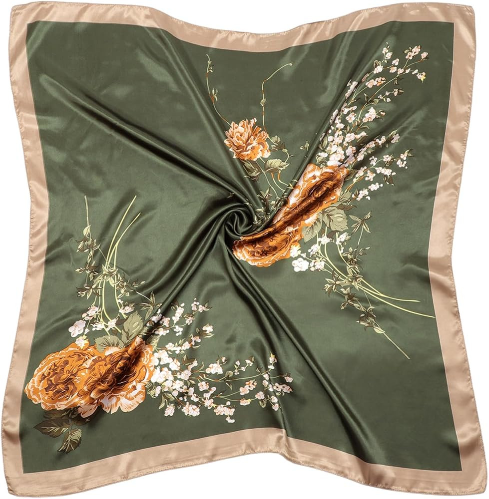 DRESHOW Large Square Satin Headscarves Hair Scarves Silk Accessories Classic Patterned Squares Be... | Amazon (UK)