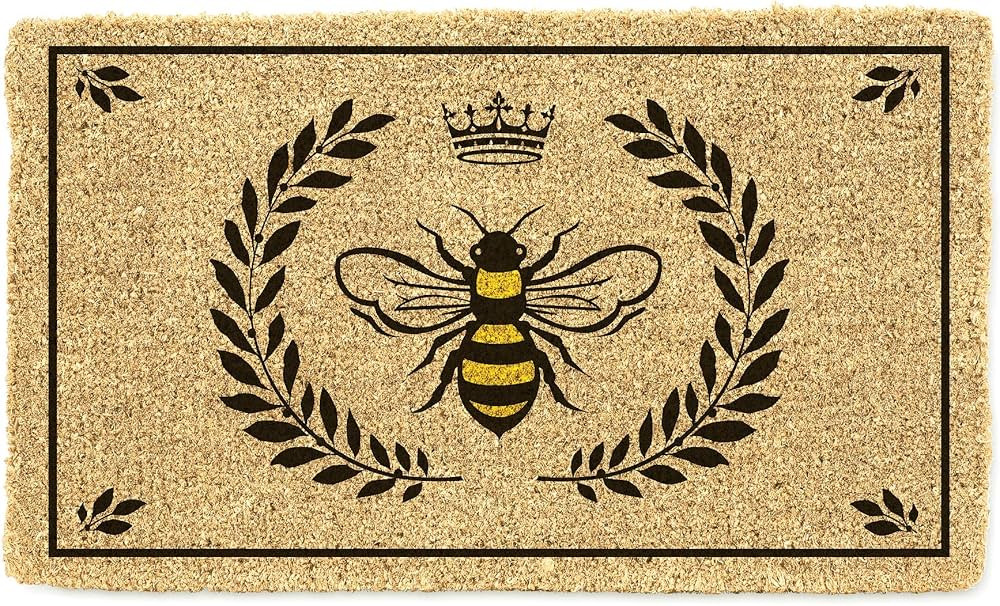 Abbott Collection 35-PFW/GE 3013 Guest Doormat, 18" x 30", Bee in Crest | Amazon (US)