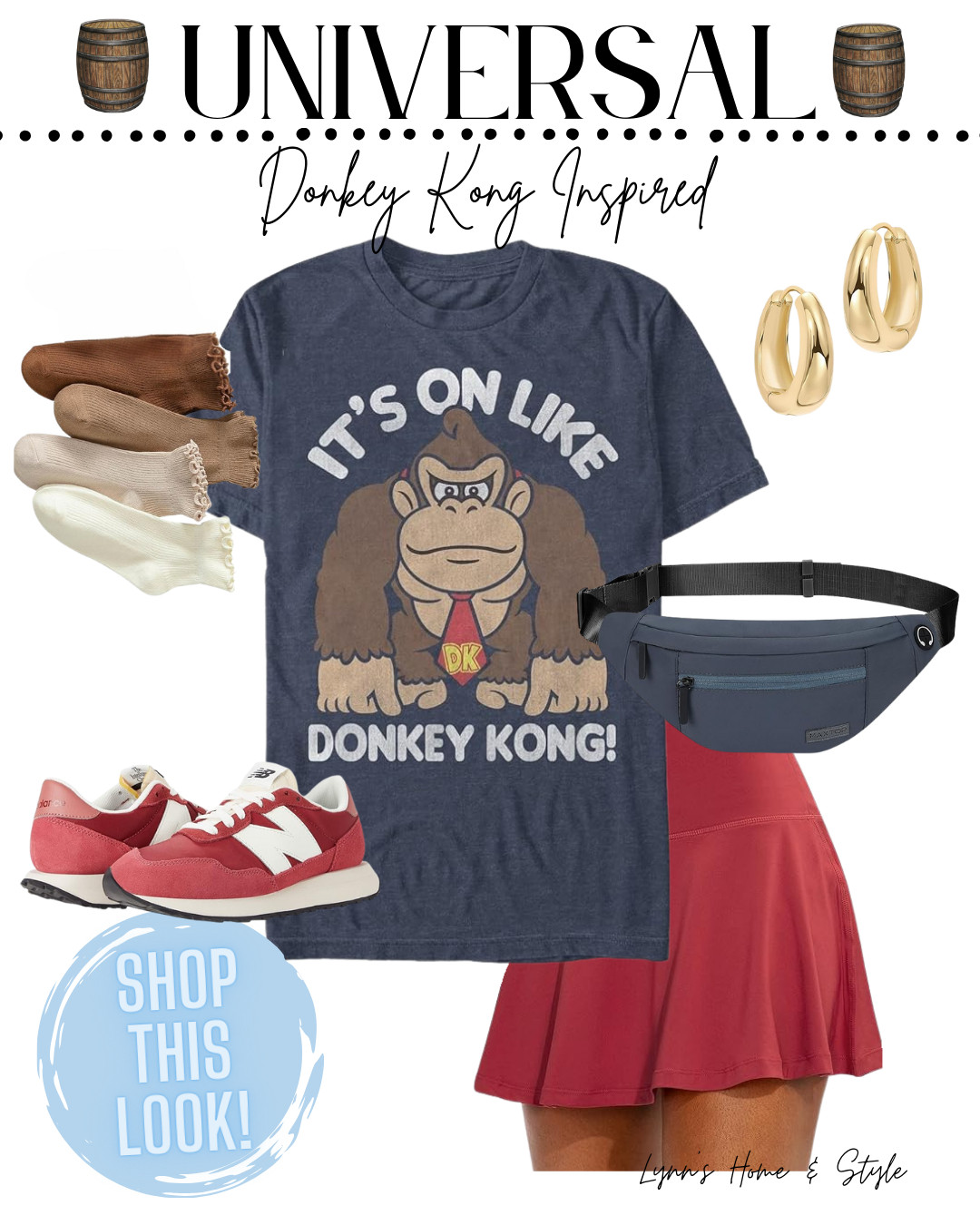 Throwing it back to the arcade days with this Donkey Kong-inspired fit! Featuring fun New Balance sneakers where comfort meets style. Perfect for a day in the new Epic Universe theme park. Ready to climb new heights in style! 

#GamingFashion #DKChic #LevelUpYourLook #amazonfinds #amazon #womensoutfit #universaloutfit #epicuniverse #universalstudios #donkeykong  

 

#LTKStyleTip #LTKTravel #LTKFamily