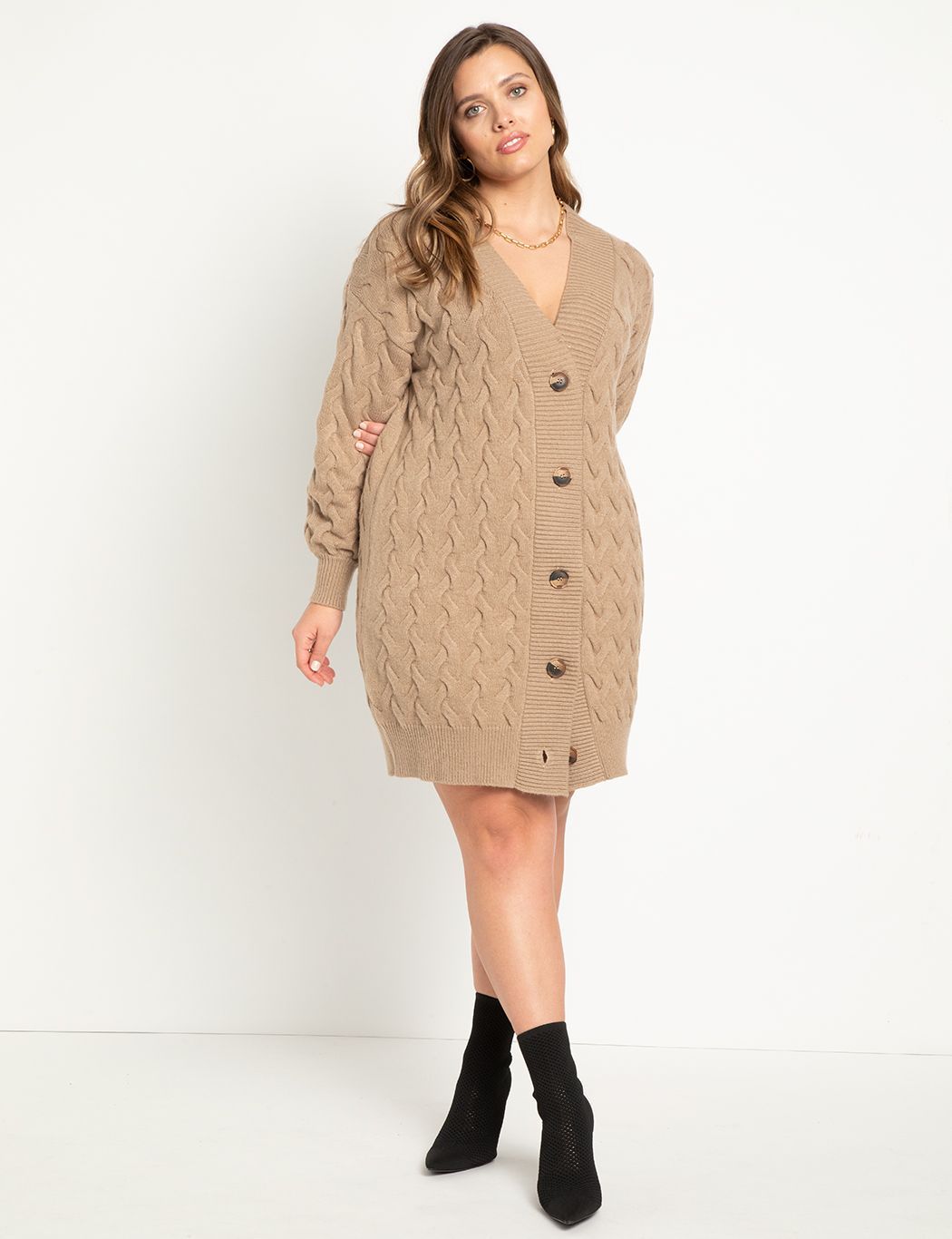 Novelty Stretch Cardigan Sweater Dress | Women's Plus Size Dresses | ELOQUII | Eloquii
