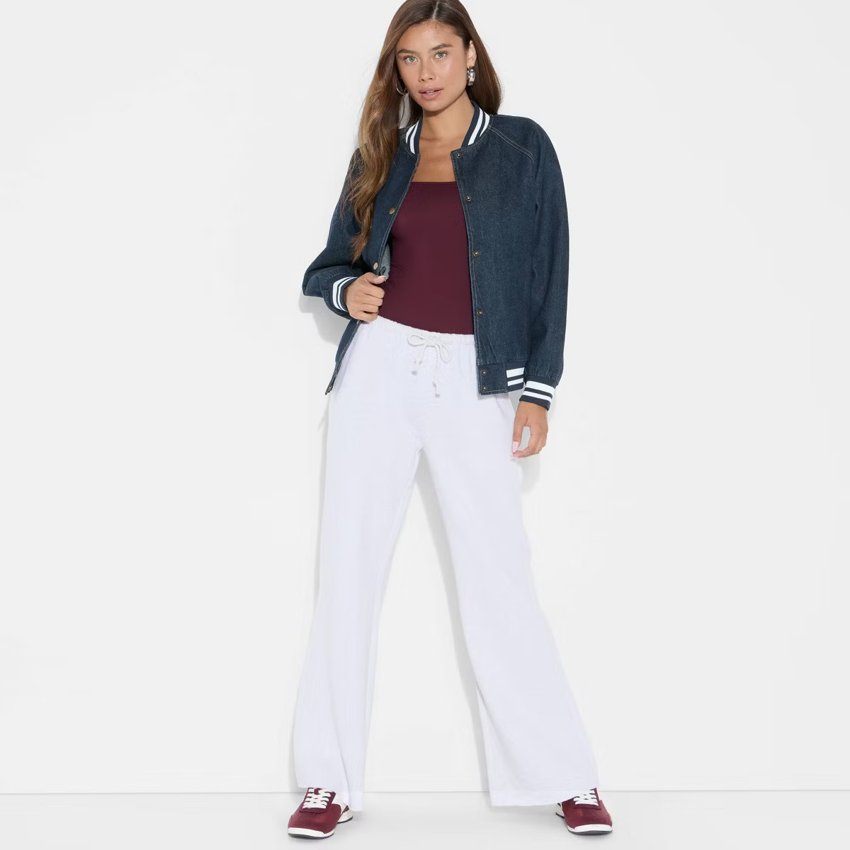 Women's Denim Varsity Jacket - Wild Fable™ | Target