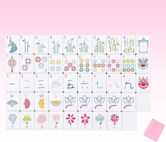 160 Pink Engraved American Mahjong Tiles Set with Carrying Bag and Accessories, 1.2\u2019\u2019 M... | Amazon (US)
