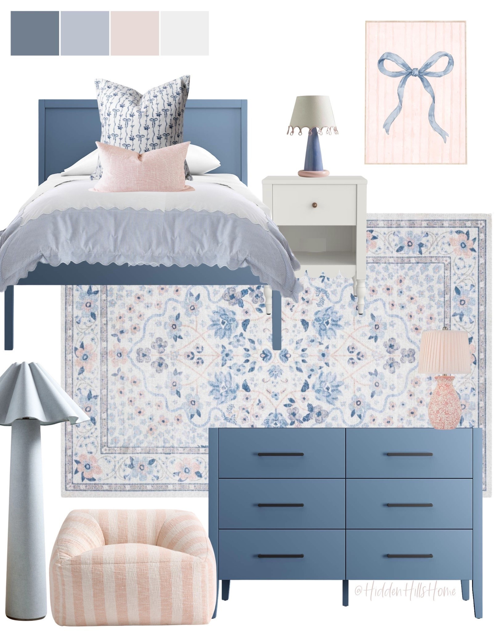 Girls room decor mood board, girls bedroom design, blue and pink girls bedroom inspiration, home decor ideas, bedding, kids bedroom, toddler room, toddler girls room #girls

#LTKHome #LTKSaleAlert #LTKKids