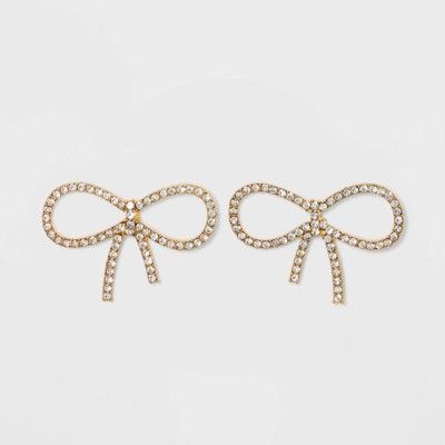 SUGARFIX by BaubleBar Crystal Bow Earrings - Clear/Gold | Target