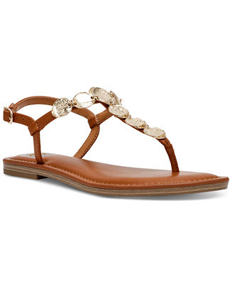 Women's Jaime Embellished Jewelry T-Strap Flat Sandals | Macy's