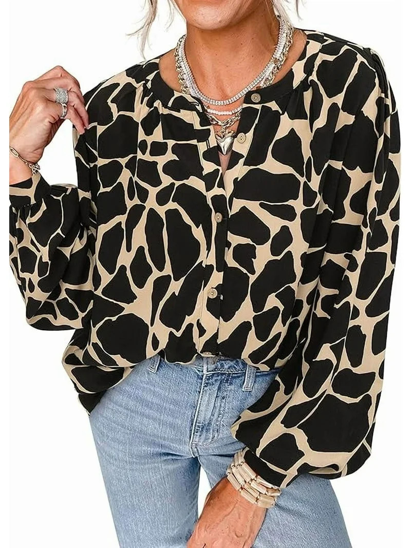 PRETTYGARDEN Women's Floral Button Down Blouse Fall Fashion Dressy Casual Long Sleeve Oversized S... | Walmart (US)