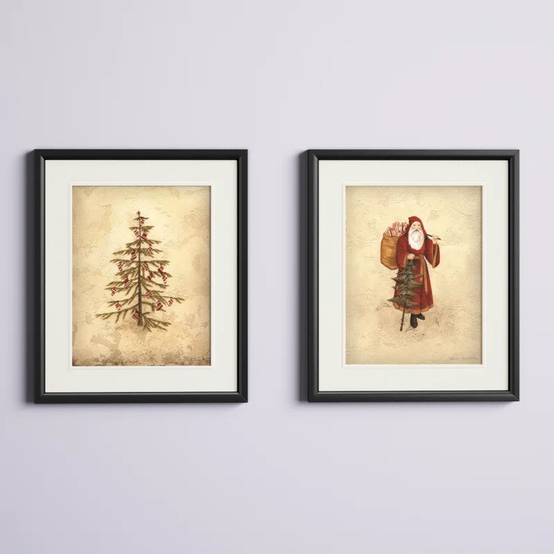 Santa And Tree On Paper 2 Pieces Set | Wayfair North America