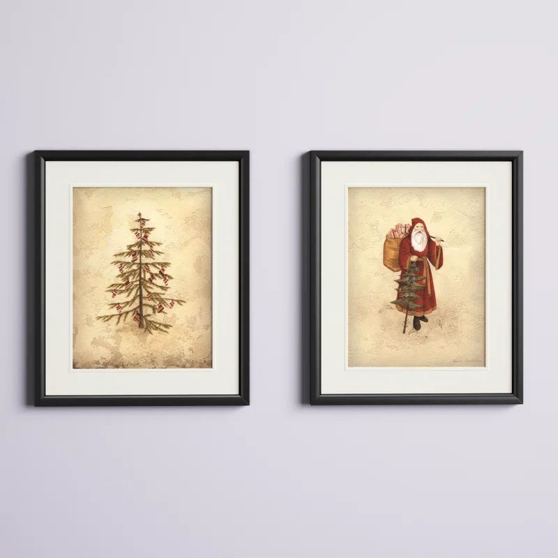 Santa And Tree On Paper 2 Pieces Set | Wayfair North America