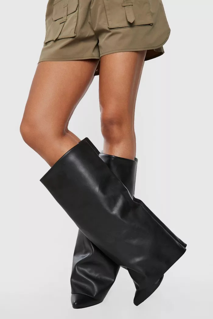 Fold Over Heeled Boots | boohoo (US & Canada)