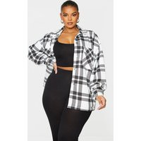 Plus Black Checked Pocket Front Shacket | PrettyLittleThing CAN