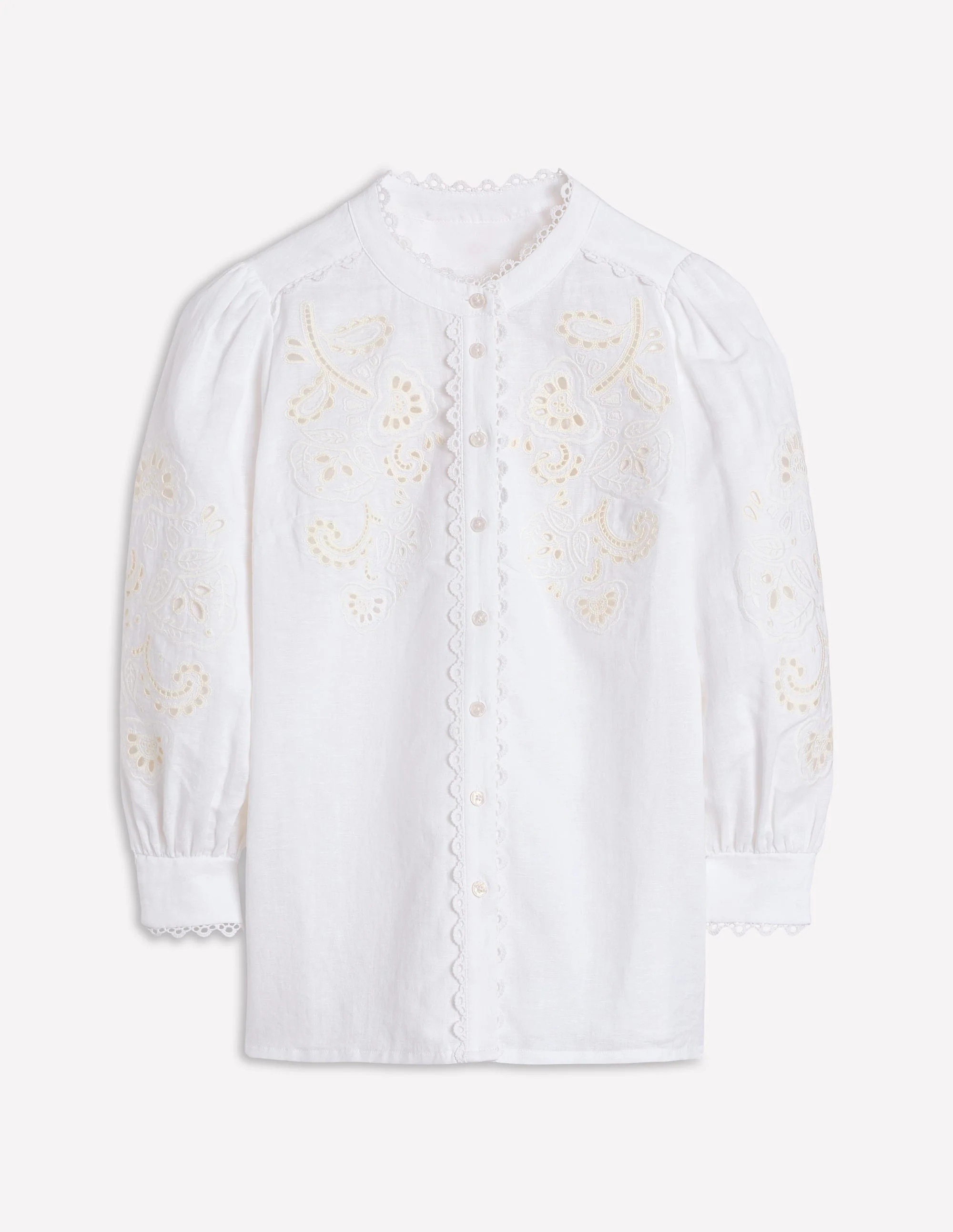 Alicia Cutwork Linen Top-White, Cutwork Embroidery | Boden (US)