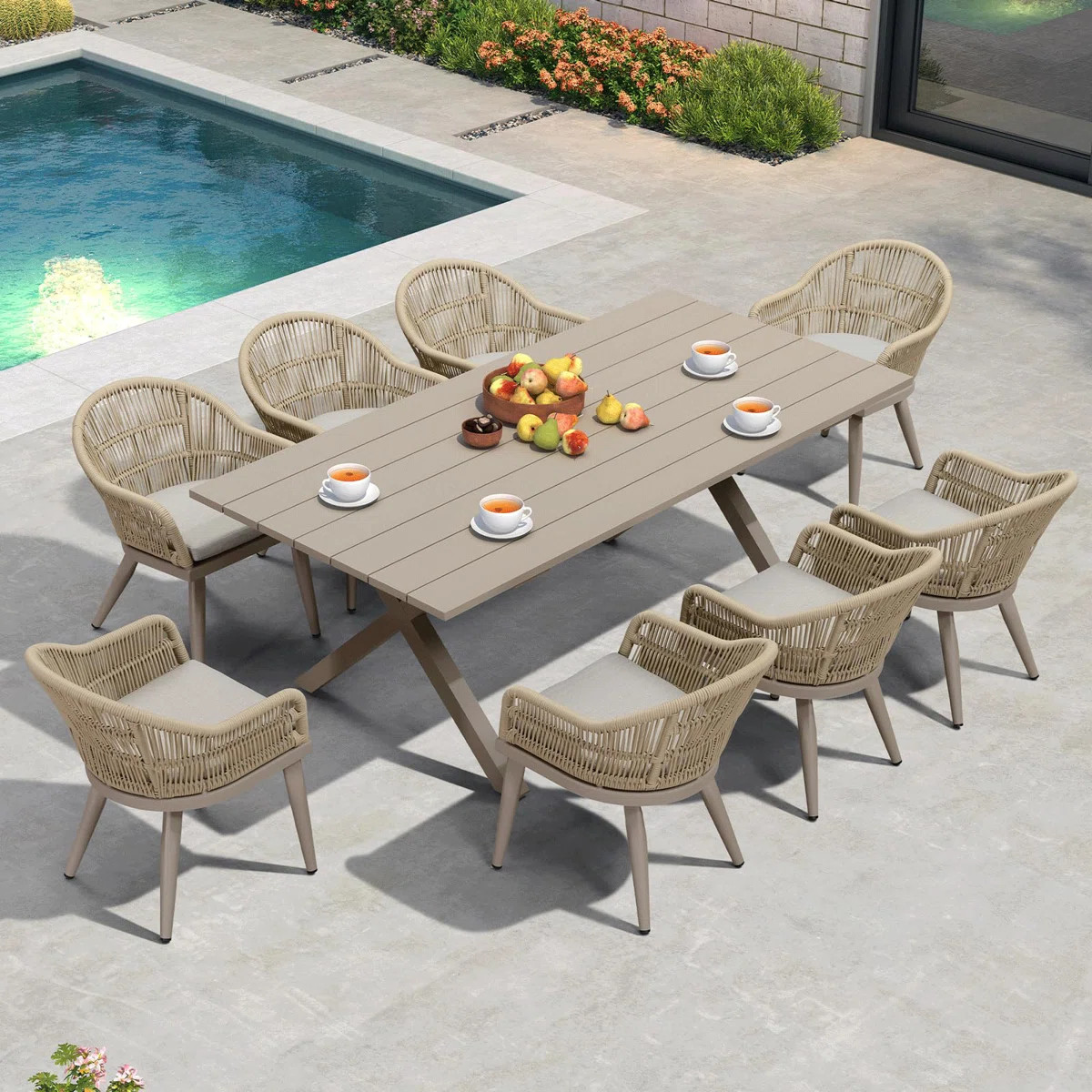 8 - Person Patio Dining Set with Rectangular Table , Cushions Included | Wayfair North America