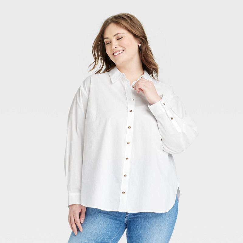 Women's Oversized Long Sleeve Button-Down Shirt - Universal Thread™ | Target