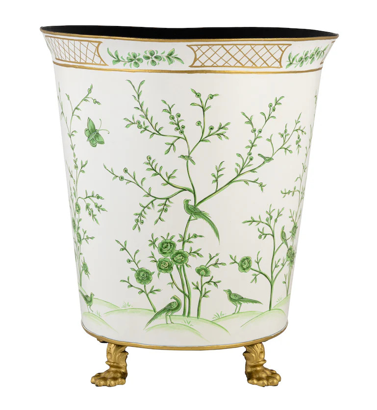 Ivory & Green Chinoiserie Footed Planter | The Enchanted Home