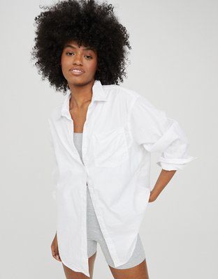 OFFLINE By Aerie Oversized Crinkle Button Up Shirt | American Eagle Outfitters (US & CA)