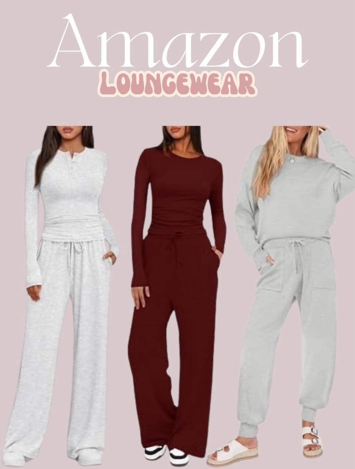 Amazon lounge wear sets
Cozy set, cozy travel outfit 
Amazon fashion, winter outfit 
Amazon, loungewear, lounge wear, travel outfit, winter fashion 2026, fall sweaters, fall outfits women, outfit inspo, shacket, flannel, amazon fall outfit ideas, winter outfit ideas, amazon dress, bump friendly fall, maternity fall, winter coats, fall trends, amazon trends, best of amazon, gen z fashion, fall workwear, flared leggings, travel outfit, loungewear, casual outfit, #LTKStyleTip #LTKFindsUnder50

#LTKootd #LTKTravel #LTKSeasonal