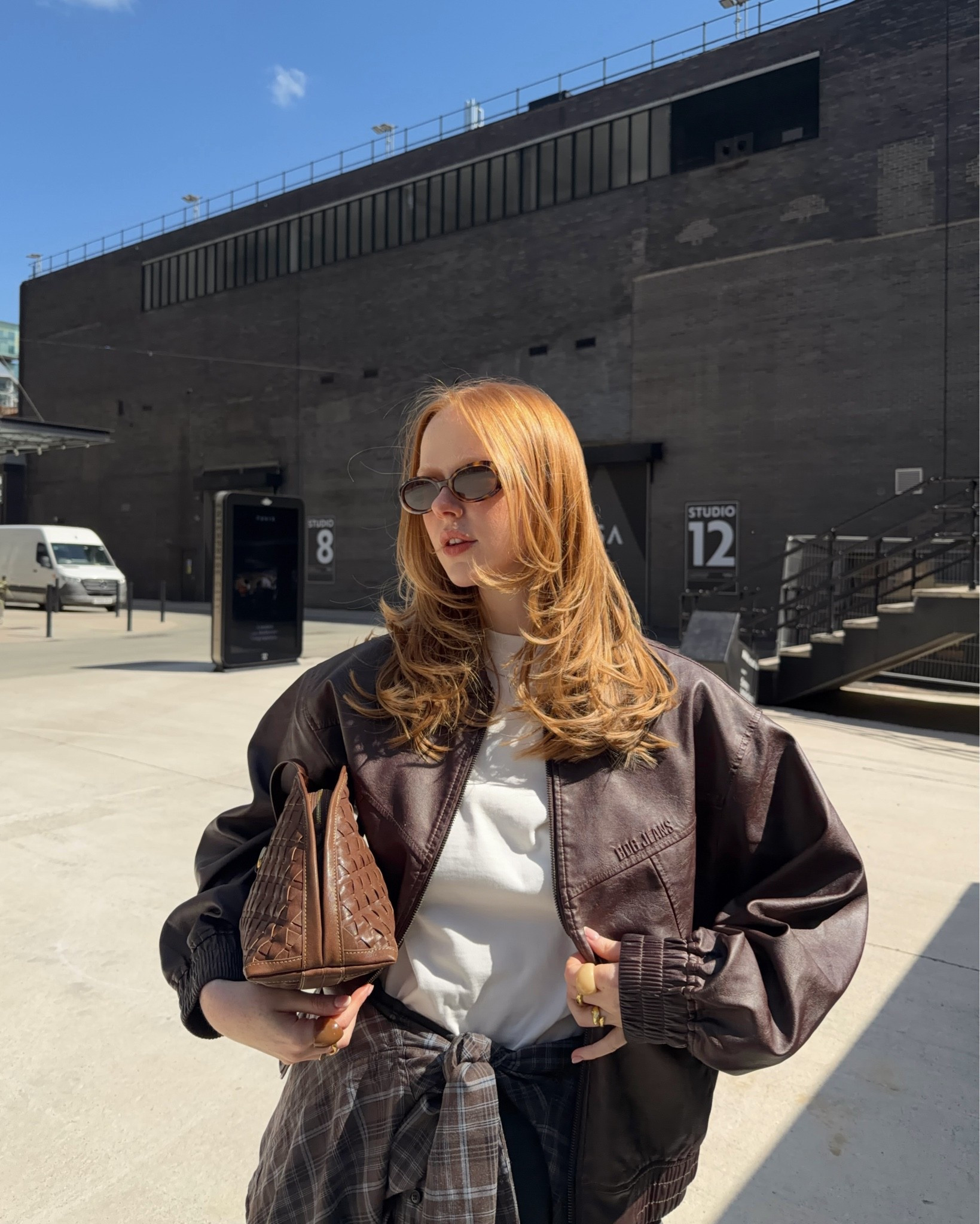 Brown Leather Jacket, Bomber Jacket, Boxy White Tee, Check Shirt, Tie Round Waist Shirt, Lattice Bag, Weaved Bag, Shoulder Bag

#LTKuk #LTKspring #LTKeurope