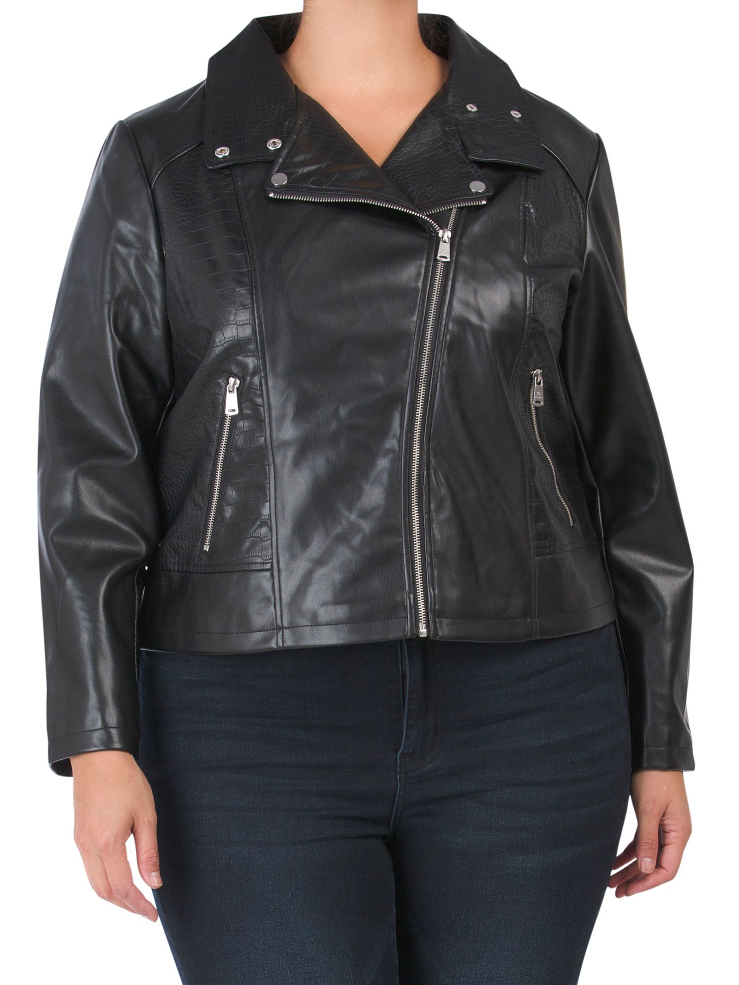 Plus Faux Leather Moto Jacket | TJ Maxx