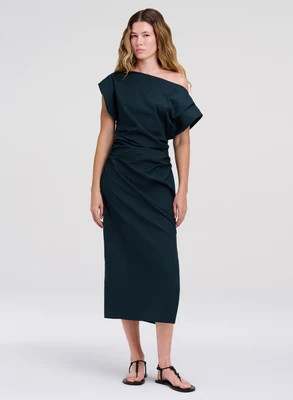 Nara Stretch Cotton Off Shoulder Midi Dress | A.L.C