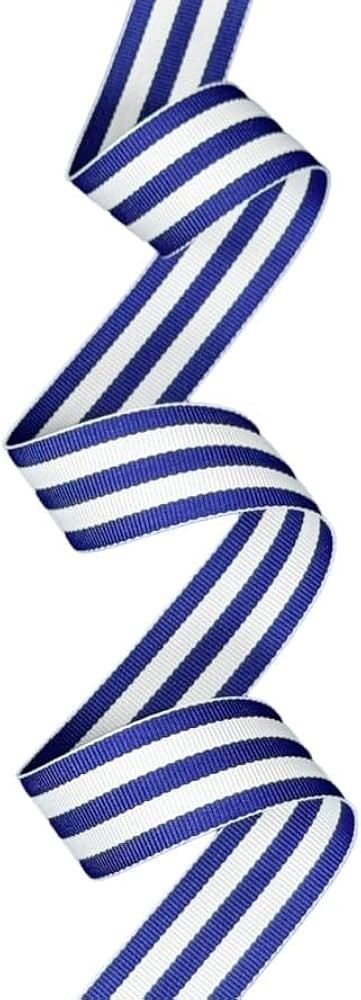7/8" Royal Blue & White Taffy Striped Grosgrain Ribbon - 20 Yards - USA | American Made | Amazon (US)