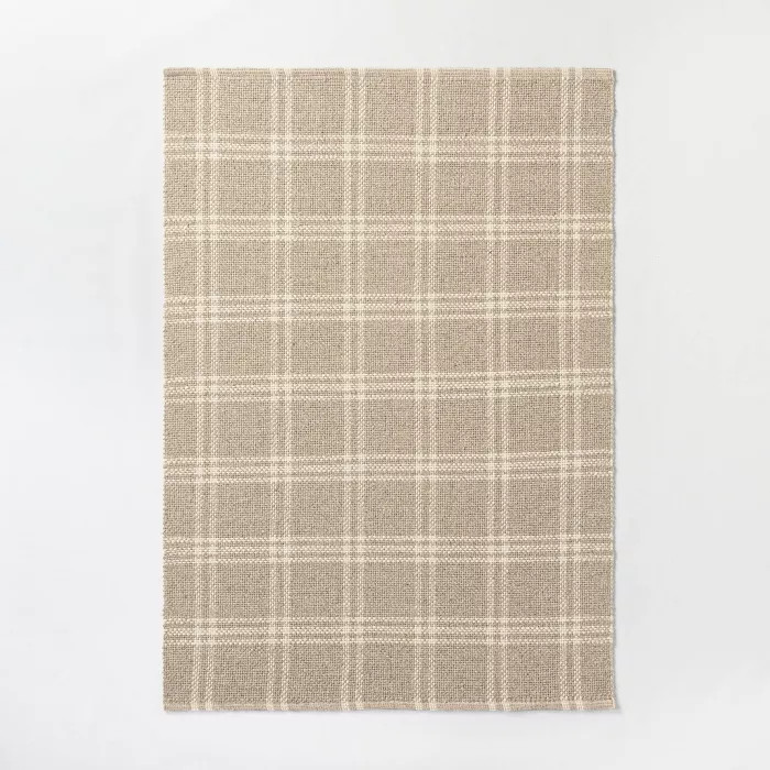 Cottonwood Hand Woven Plaid Wool/Cotton Area Rug Neutral - Threshold™ designed with Studio McGe... | Target