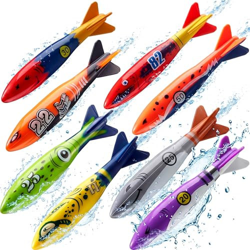 JOYIN 8 Pack Pool Toys, Shark Underwater Diving Toys, Colorful Swimming Toy Sinking Throwing for Kids Gifts Summer Swim Dive Training Water Fun Pool Games(Sharks) | Amazon (US)