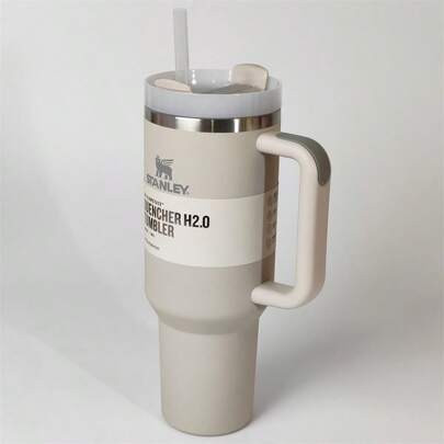 40 OZ H2.0 Stainless Steel Tumbler With Handle And Straw For Water, Iced Tea Or Coffee, 40oz Premium Vacuum Insulated Thermal Water Bottle For Home, O | SHEIN