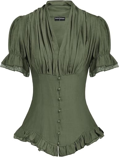 Scarlet Darkness Womens Work Tops Elegant Short Sleeve Victorian Blouse | Ideal for Ren Faire, Pi... | Amazon (US)