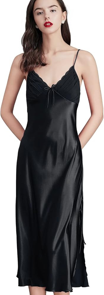 IIG Womens Long Satin Full Slip Dress Adjustable Spaghetti Strap Chemise Nightgown | Amazon (US)