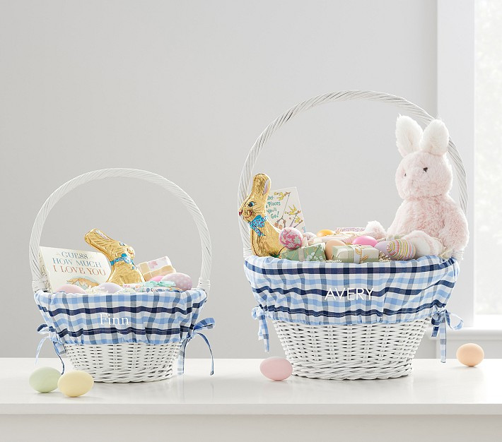 Blue/White Nantucket Plaid Easter Basket Liners | Pottery Barn Kids