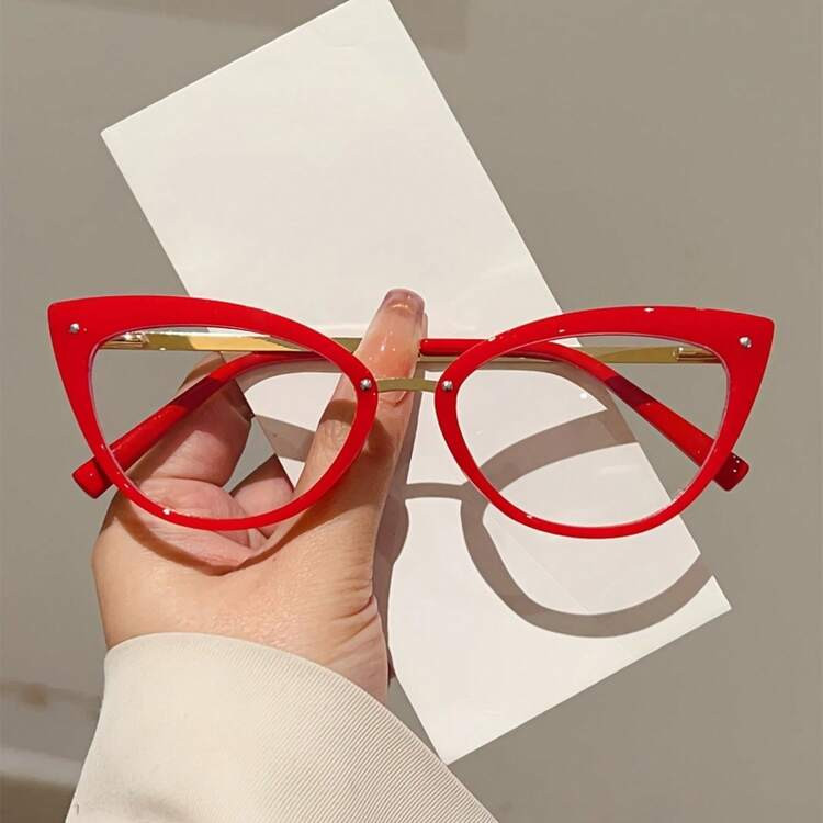1 Pair Of Women's Cat Eye Style Glasses Semi-Transparent Design Blue Glasses Simple Style Women's Glasses Full Frame Tortoiseshell Pattern Fashion Glasses Accessories | SHEIN