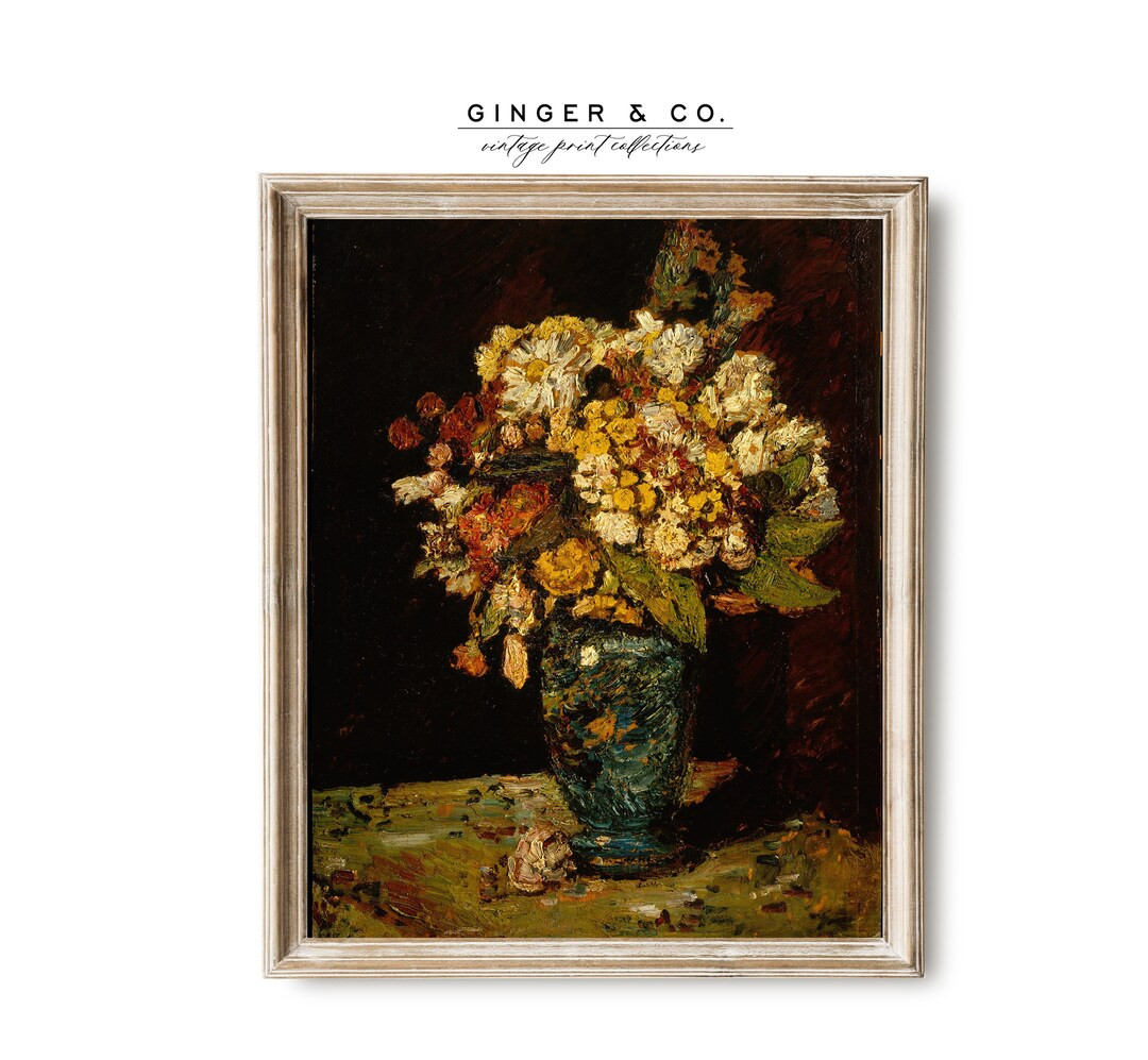Floral Still Life Painting - Vintage Flowers Print, Impressionist Still Life, Kitchen Wall Art, G... | Etsy (US)