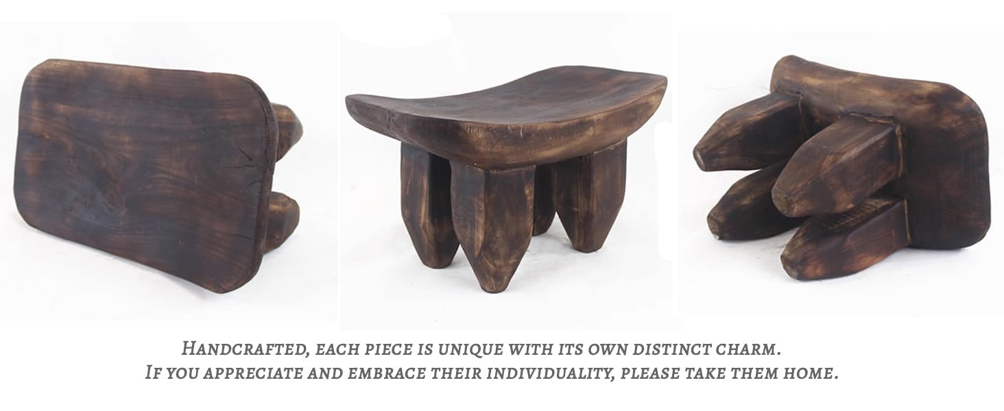 Handcrafted Solid Wood - Raw Timber Oval Four-Legged Stool, Living Room Mini Coffee Table Decor, ... | Amazon (US)