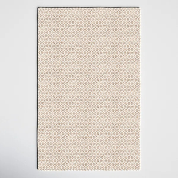 Midford Geometric Hand-Woven Flatweave Wool Beige Area Rug | Wayfair North America