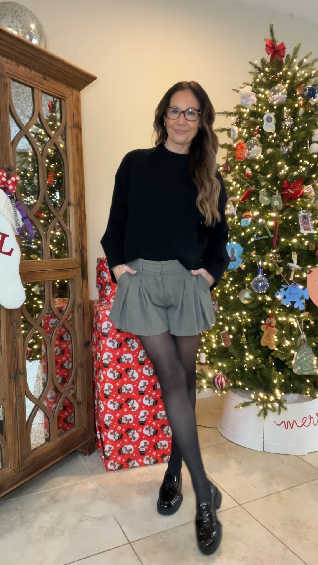 Crew neck sweater, trouser shirts, patent leather loafers, puffer bag

#LTKHoliday #LTKgrwm #LTKootd