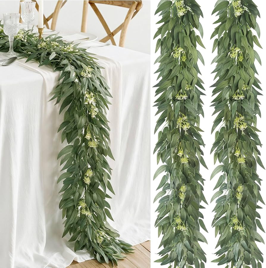 2Pcs 6FT Faux Greenery Garland Fake Vines Artificial Eucalyptus Garland | Amazon (US)