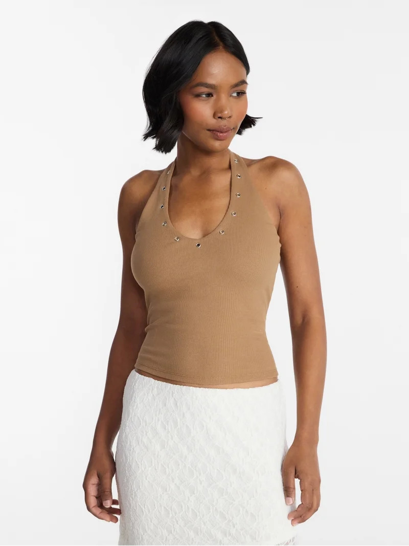 No Boundaries Grommet Halter Top, Women's XXS-XXL | Walmart (US)