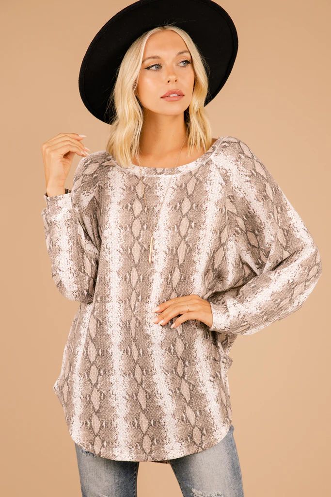 Easy Like Sunday Taupe Brown Snake Print Tunic | The Mint Julep Boutique