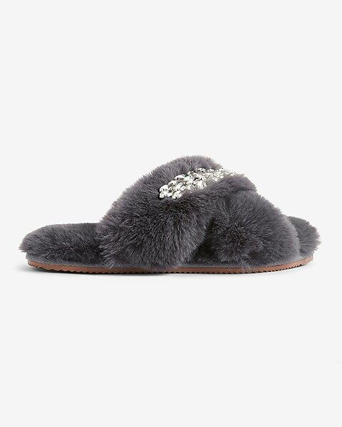 Faux Fur Removable Brooch Slippers | Express