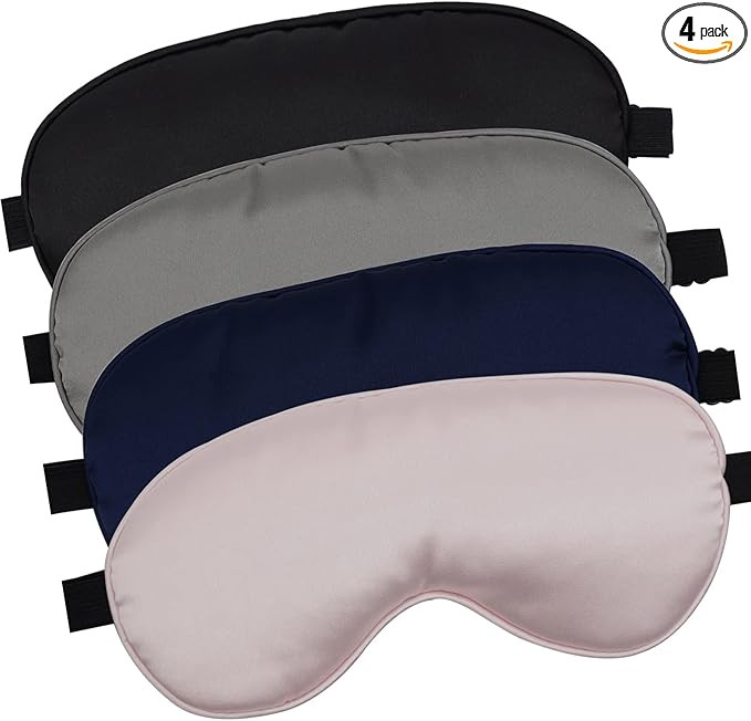 4 Pack Eye Mask for Sleeping Silky Soft Satin Blindfold Adjustable Strap Night Eye Cover for Wome... | Amazon (US)