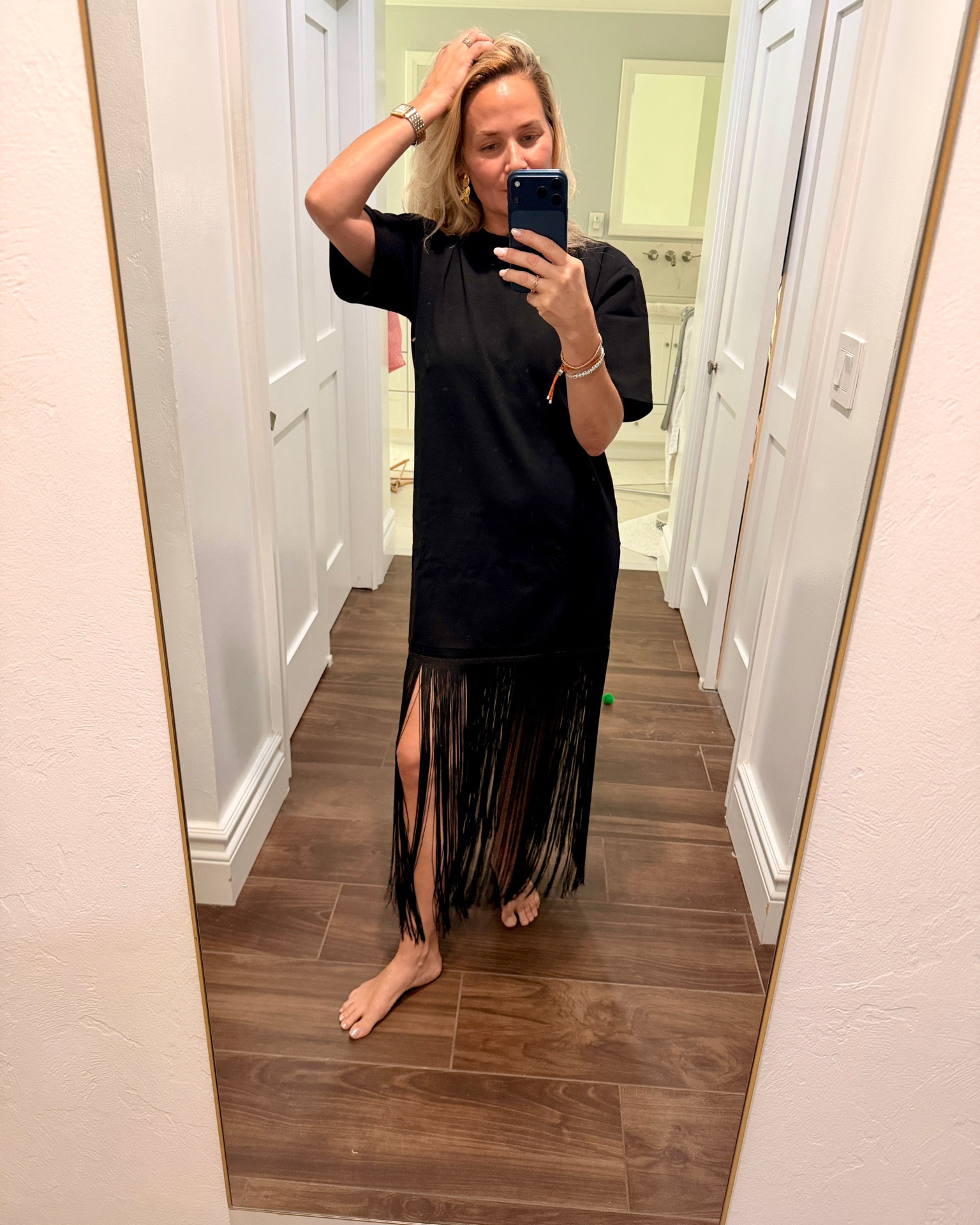 Dress it up, dress it down -
This fringed t-shirt dress can go from a PTA meeting to a wine bar and not skip a beat!

#LTKsummer #LTKdatenight #LTKover50style
