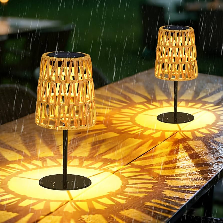 2pcs Outdoor Table Lamp: Rechargeable LED Solar Lantern for Garden Yard, Waterproof Solar Lights ... | Amazon (US)