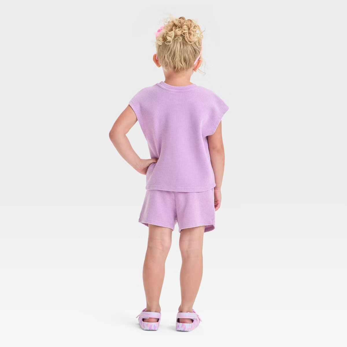 Grayson Mini Waffle Toddler Girls' Tee + Shorts Set - Purple 12M | Target