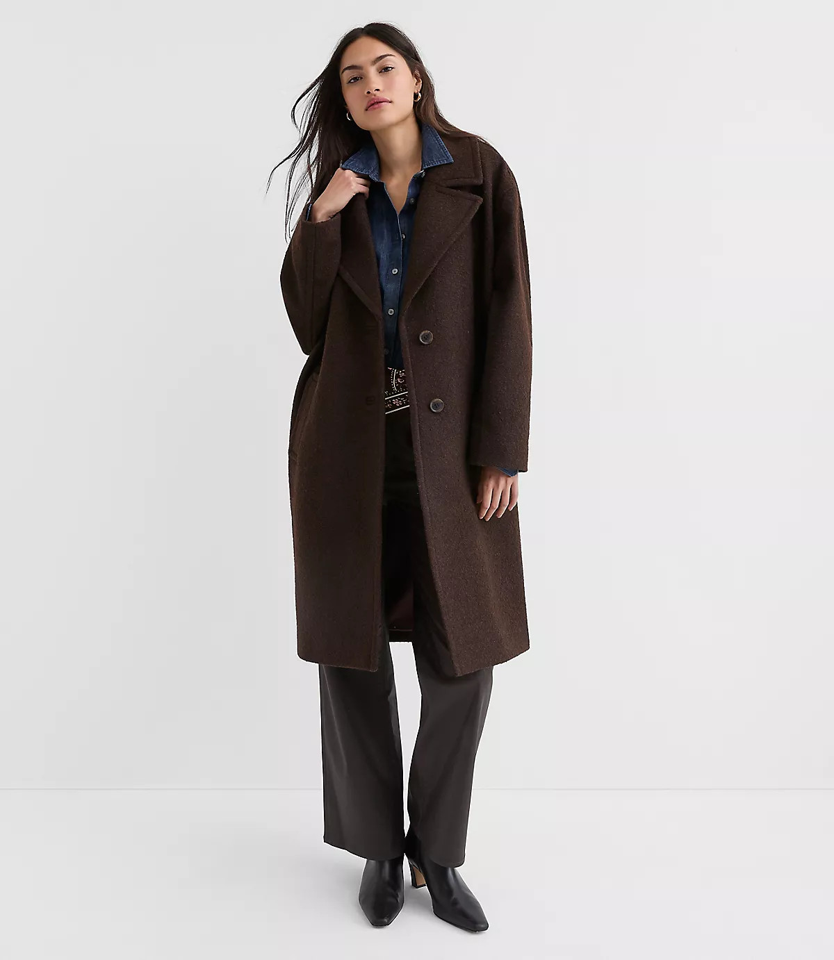 Boucle Twill Cocoon Coat | LOFT