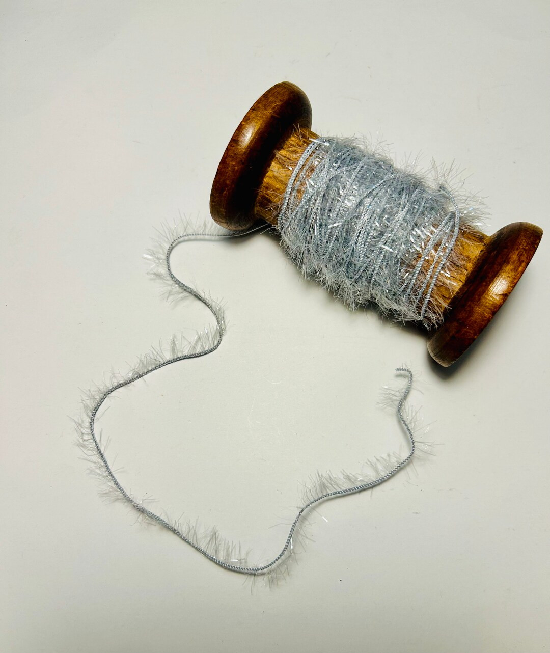 Silver Gray twine, silver tinsel trim, mini tinsel, gift wrapping ribbon, eyelash trim, baby nurs... | Etsy (US)