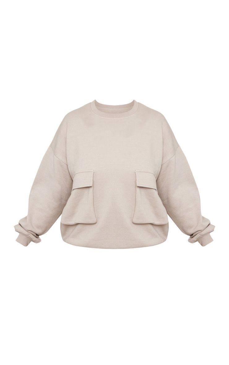 Plus Stone Cargo Sweatshirt | PrettyLittleThing US