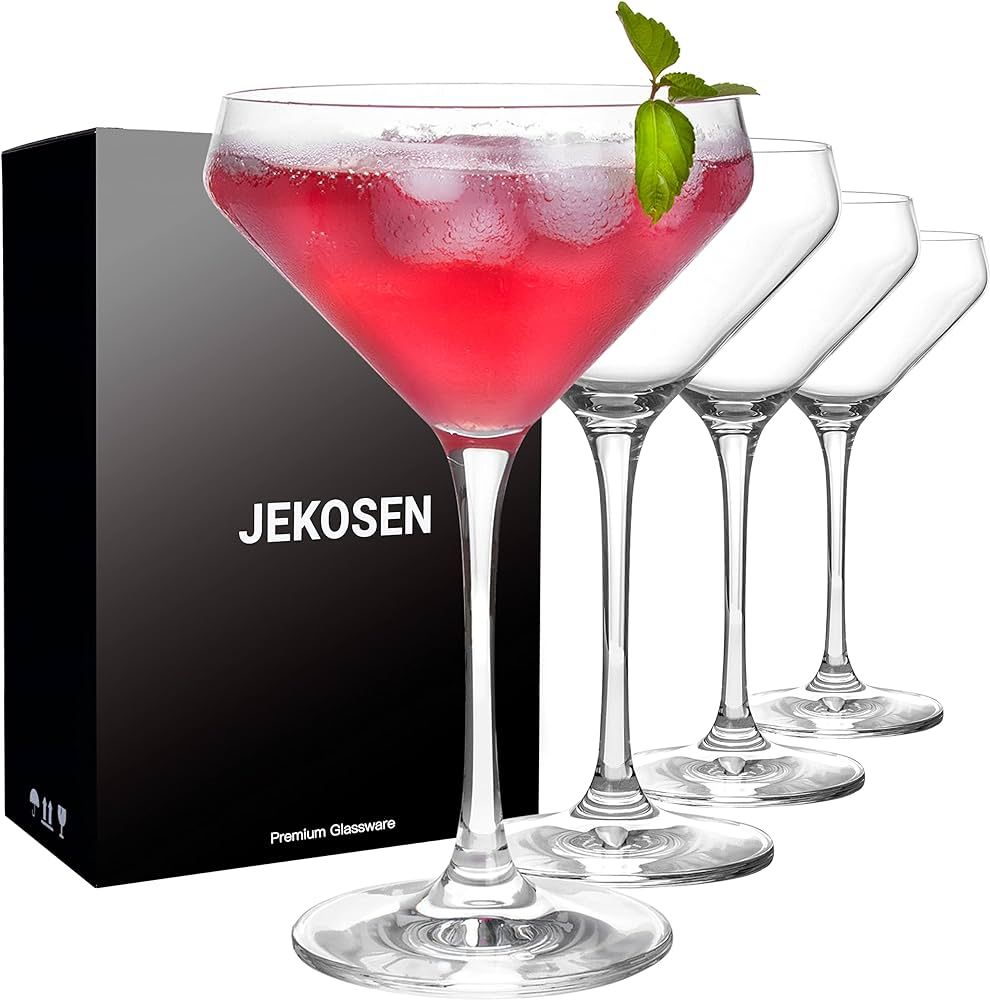 JEKOSEN Crystal Coupe Martini Cocktail Glasses 11 Ounce Set of 4 With Premium Gift Box Premium St... | Amazon (US)