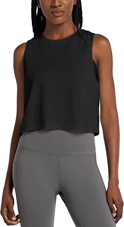 BALEAF Women's Workout Crop Tank Cropped Muscle Tops Cute Quick Dry Gym Yoga Shirts | Amazon (US)