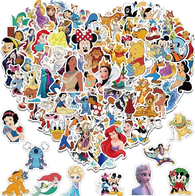 100PCS Asverbet Kids Stickers Pack Princess Stickers Cute Cartoon Characters Stickers for Kids Te... | Amazon (US)