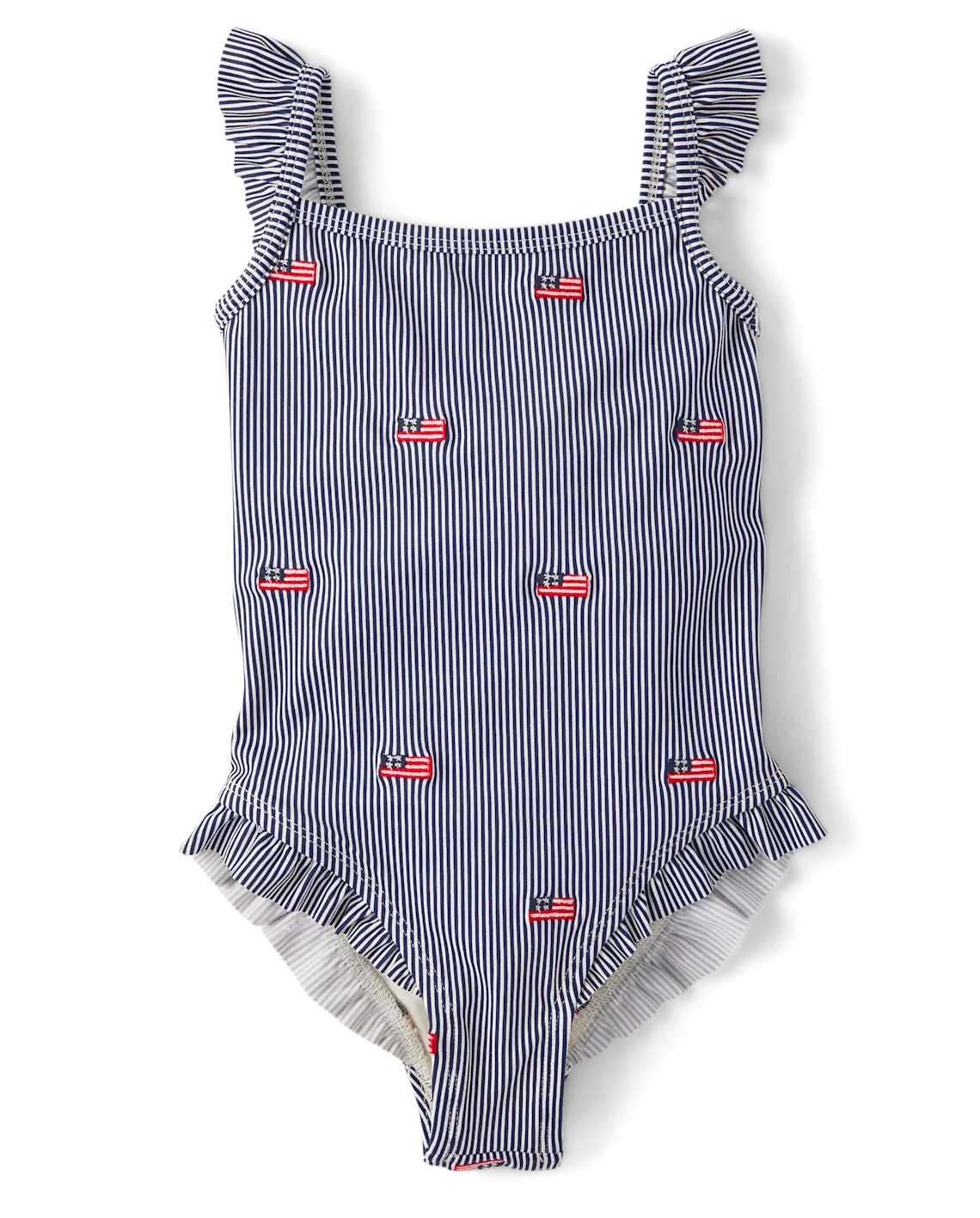 Girls Sleeveless Embroidered Flag Flutter One Piece Swimsuit - Swim Shop - BLUE | Gymboree | Gymboree